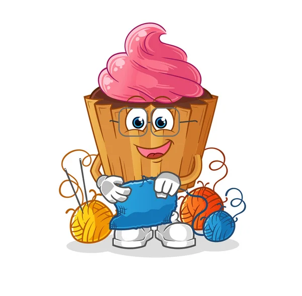 Cupcake Tailor Mascot Cartoon Vector — Wektor stockowy