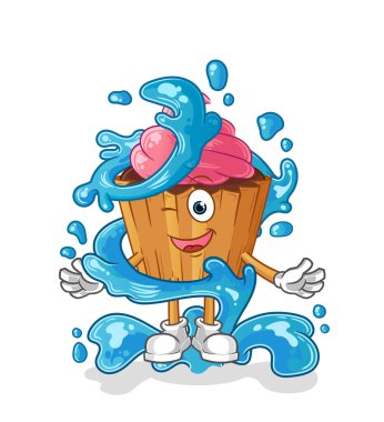 cupcake fresh with water mascot. cartoon vector