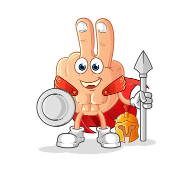 peace finger head cartoon spartan character. mascot vector