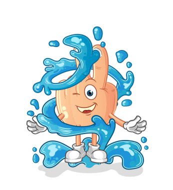 peace finger head cartoon fresh with water mascot. cartoon vector