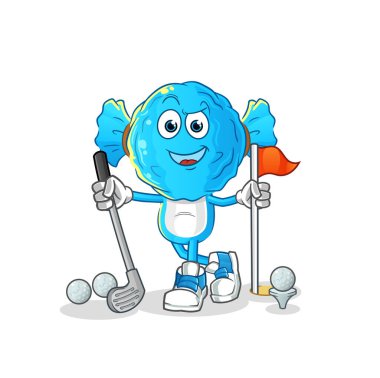 candy head cartoon playing golf vector. cartoon character