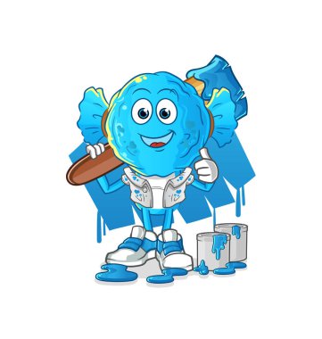 candy head cartoon painter illustration. character vector