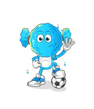candy head cartoon playing soccer illustration. character vector