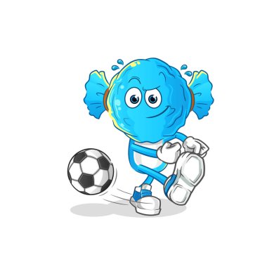 candy head cartoon kicking the ball. cartoon mascot vector