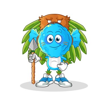 candy head cartoon tribal man mascot. cartoon vector