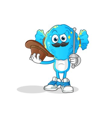 candy head cartoon fencer character. cartoon mascot vector