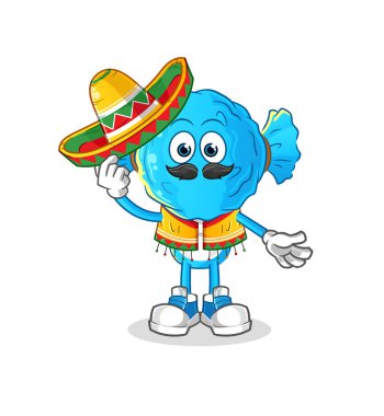 candy head cartoon Mexican culture and flag. cartoon vector
