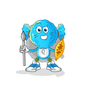 candy head cartoon african tribal fighter mascot. cartoon vector