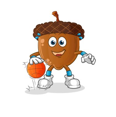 acorn head cartoon dribble basketball character. cartoon vector