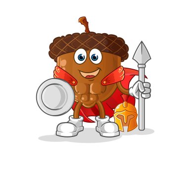 acorn head cartoon spartan character. mascot vector