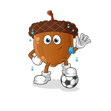 acorn head cartoon playing soccer illustration. character vector
