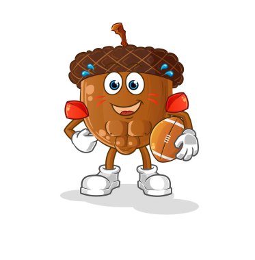 acorn head cartoon playing rugby character. cartoon vector