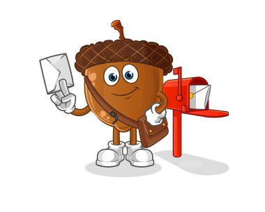 acorn head cartoon postman vector. cartoon character