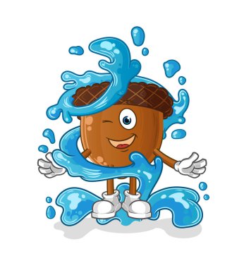 acorn head cartoon fresh with water mascot. cartoon vector