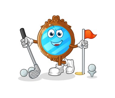 mirror playing golf vector. cartoon character