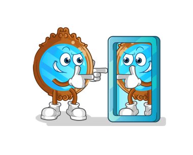 mirror looking into mirror cartoon. cartoon mascot vector
