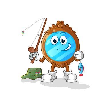 mirror fisherman illustration. character vector
