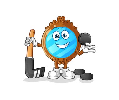 mirror playing hockey vector. cartoon character