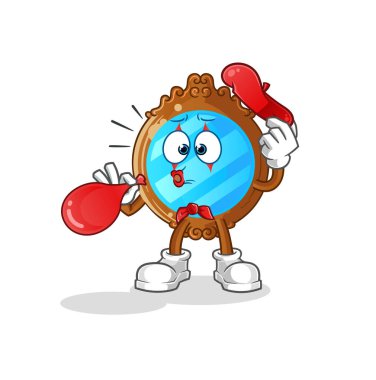 mirror pantomime blowing balloon. cartoon mascot vector