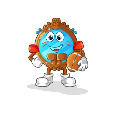 mirror playing rugby character. cartoon mascot vector