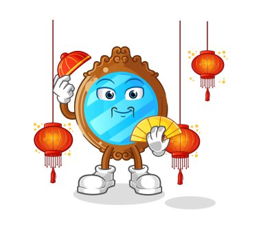 mirror Chinese with lanterns illustration. character vector
