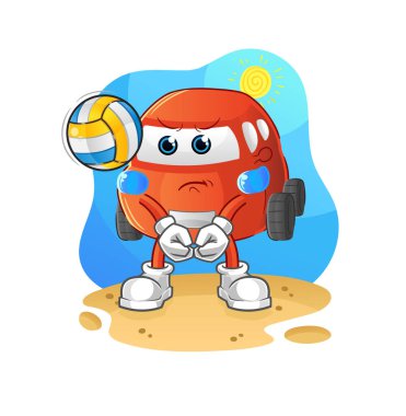 car play volleyball mascot. cartoon vector