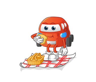 car on a picnic cartoon. cartoon mascot vector