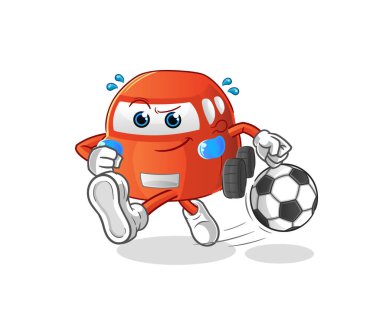 car kicking the ball cartoon. cartoon mascot vector