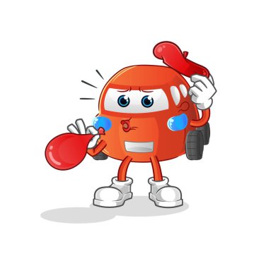 car pantomime blowing balloon. cartoon mascot vector