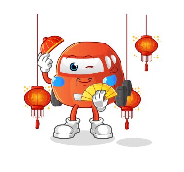 car Chinese with lanterns illustration. character vector