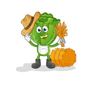 cabbage head cartoon farmer mascot. cartoon vector