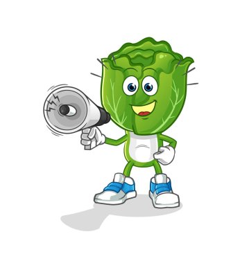 cabbage head cartoon holding hand loudspeakers vector. cartoon character