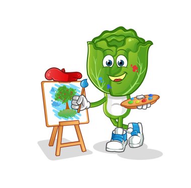 cabbage head cartoon artist mascot. cartoon vector