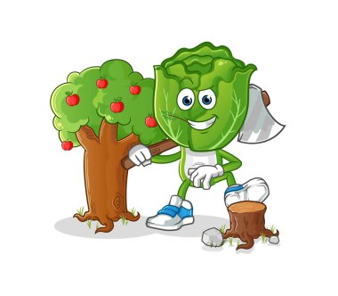 cabbage head cartoon Carpenter illustration. character vector