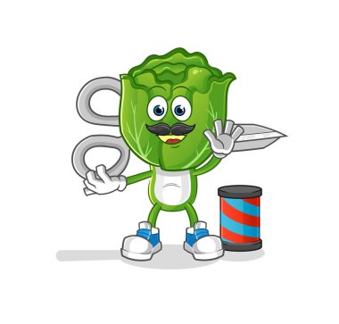 cabbage head cartoon barber. cartoon mascot vector