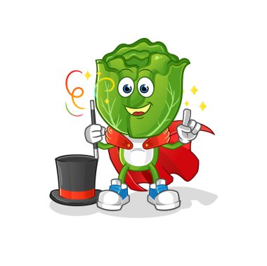 cabbage head cartoon magician illustration. character vector