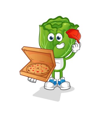 cabbage head cartoon pizza delivery boy vector. cartoon character