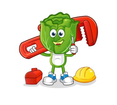 cabbage head cartoon plumber. cartoon mascot vector