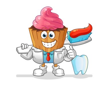 cupcake dentist illustration. character vector
