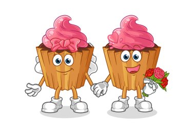 cupcake wedding cartoon. cartoon mascot vector