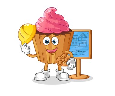 cupcake Architect illustration. character vector
