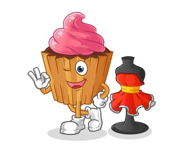 cupcake fashion designer vector. cartoon character