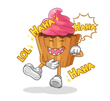 cupcake Laugh Out Loud character. cartoon mascot vector