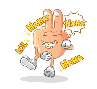 peace finger head cartoon Laugh Out Loud character. cartoon vector