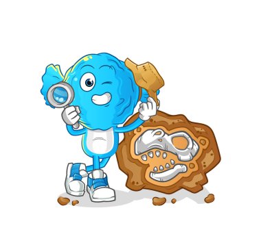 candy head cartoon archaeologists with fossils mascot. cartoon vector