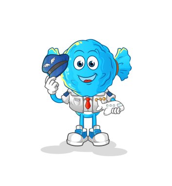 candy head cartoon pilot mascot. cartoon vector
