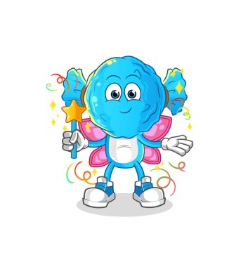 candy head cartoon fairy with wings and stick. cartoon vector