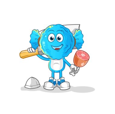 candy head cartoon Butcher illustration. character vector