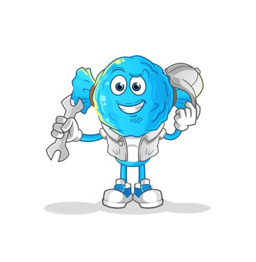 candy head cartoon mechanic cartoon. cartoon mascot vector