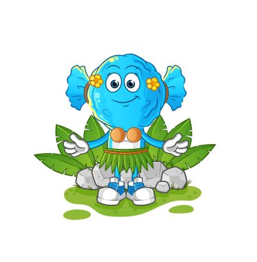 candy head cartoon hawaiian waving character. cartoon vector